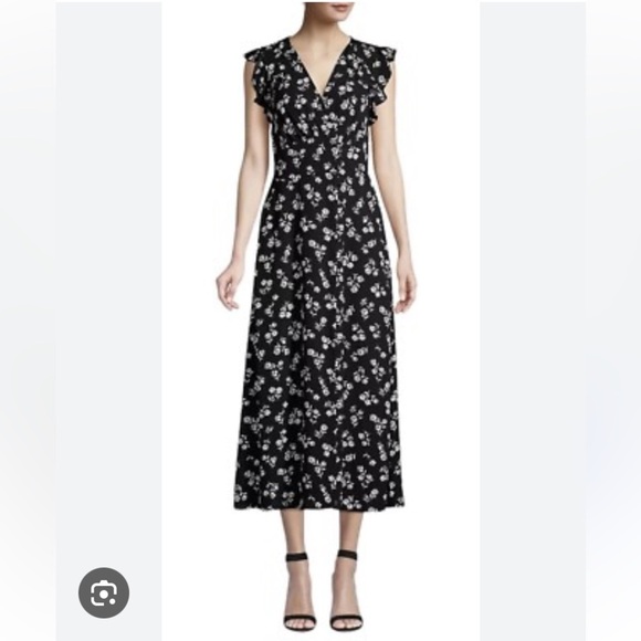 kate spade Dresses & Skirts - Kate Spade Nerissa Dandelion Black White Ruffle Cap Sleeves Maxi Dress New* 12